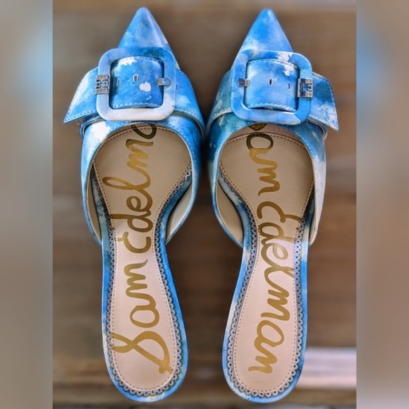 Sam Edelman Janessa Blue Floral Kitten Heels, Sz 6 - Picture 4 of 10